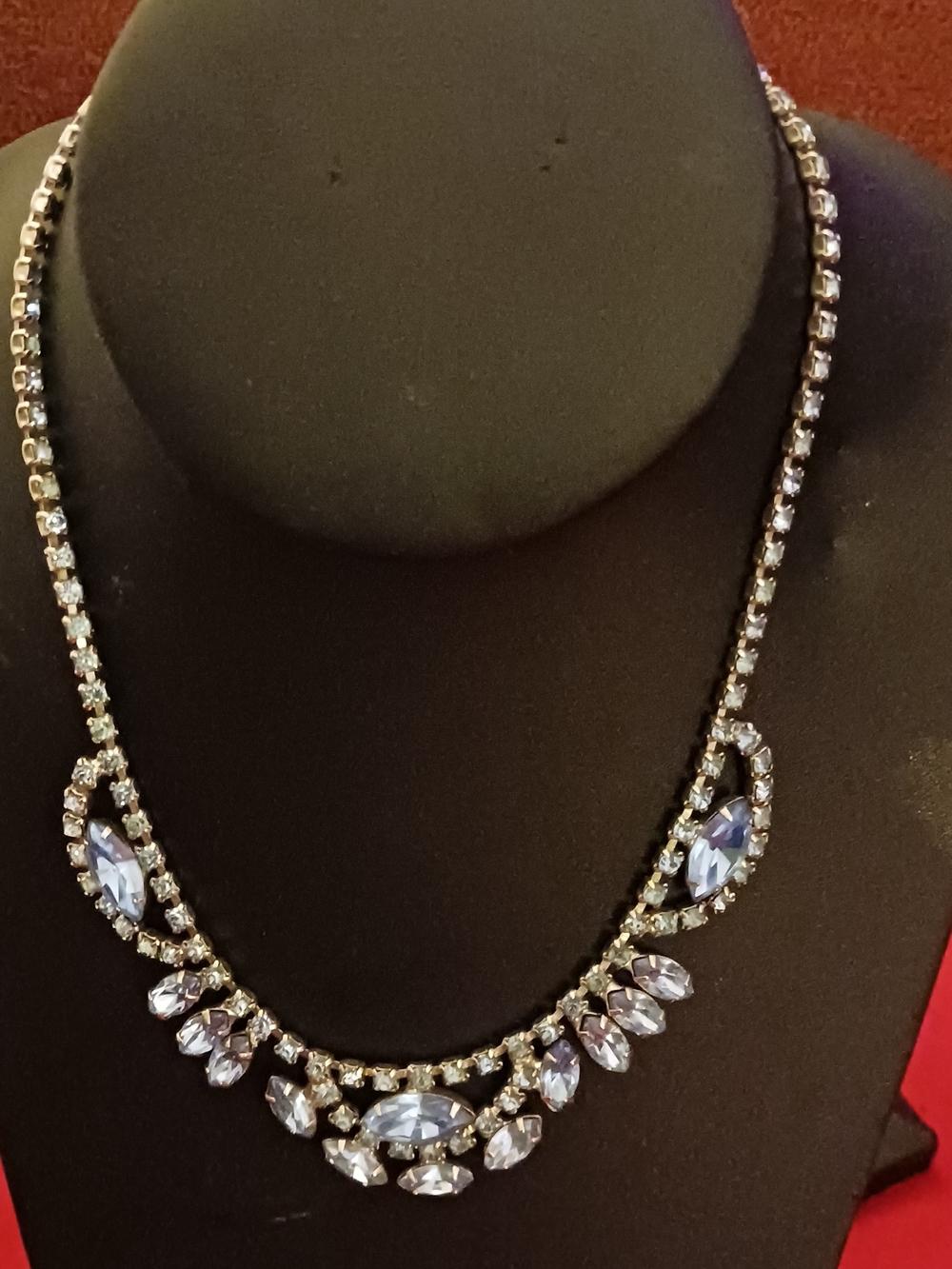 Crystal Teardrop Statement Necklace - Lilac